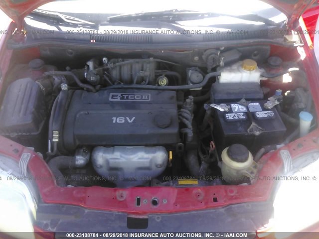 KL1TD52665B470987 - 2005 CHEVROLET AVEO LS RED photo 10