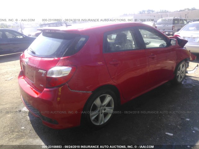 2T1LE4EE3CC020649 - 2012 TOYOTA COROLLA MATRIX S RED photo 4