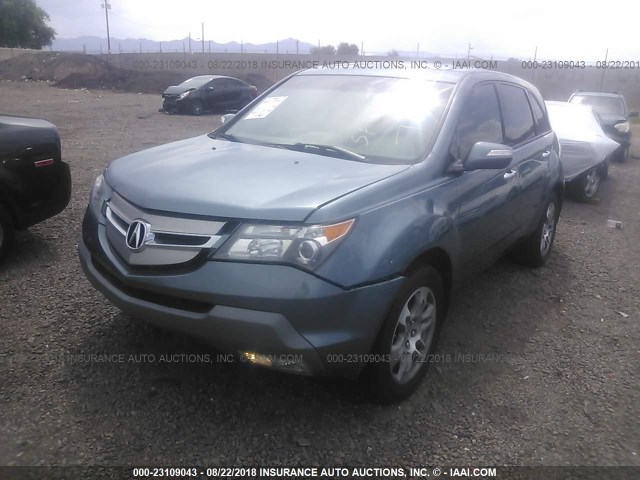 2HNYD28468H517704 - 2008 ACURA MDX TECHNOLOGY TEAL photo 2