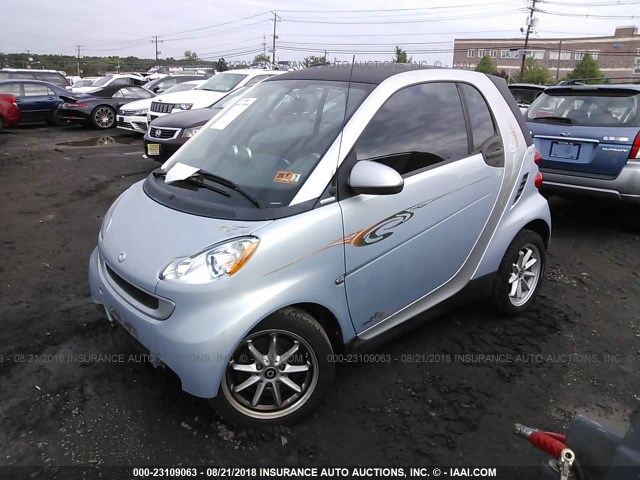 WMEEJ31XX8K166625 - 2008 SMART FORTWO PURE/PASSION Light Blue photo 2