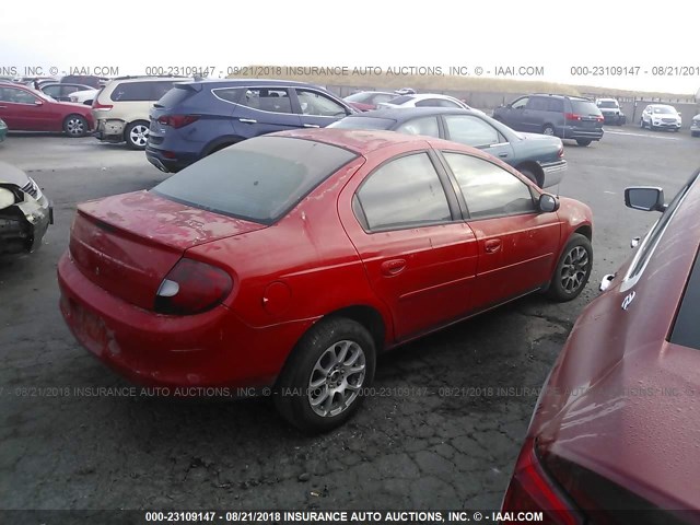 1B3ES46C61D135701 - 2001 DODGE NEON SE/ES RED photo 4