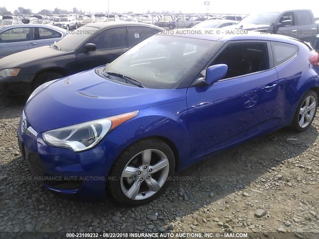 KMHTC6AD9EU211685 - 2014 HYUNDAI VELOSTER BLUE photo 2