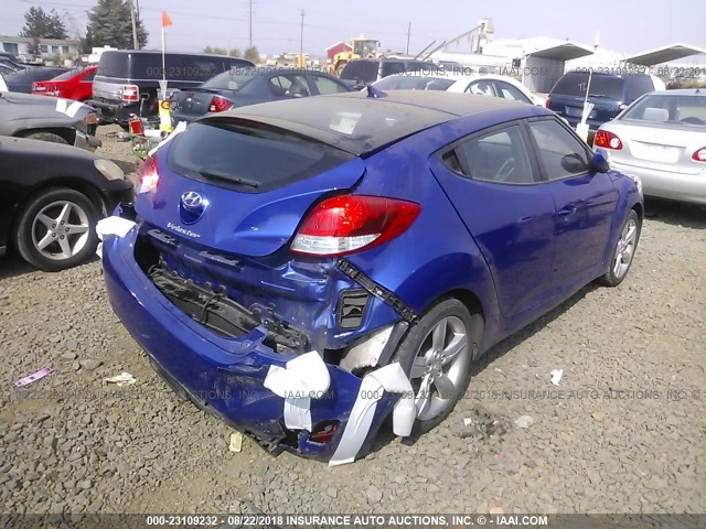 KMHTC6AD9EU211685 - 2014 HYUNDAI VELOSTER BLUE photo 4