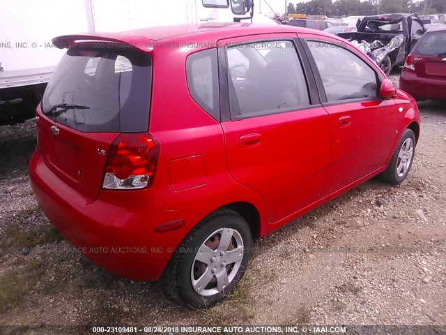 KL1TD66678B250746 - 2008 CHEVROLET AVEO LS RED photo 4