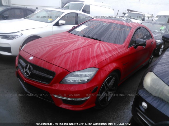 WDDLJ7GB1EA121203 - 2014 MERCEDES-BENZ CLS 63 AMG/S-MODEL RED photo 2