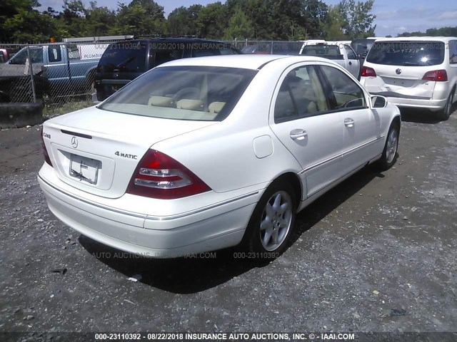 WDBRF81J23F430432 - 2003 MERCEDES-BENZ C 240 4MATIC WHITE photo 4