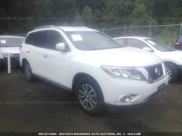 5N1AR2MM7DC687027 - 2013 NISSAN PATHFINDER S/SV/SL/PLATINUM WHITE photo 1