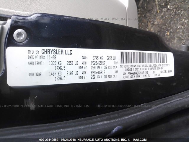 2A8HR64X49R601006 - 2009 CHRYSLER TOWN & COUNTRY LIMITED BLUE photo 9