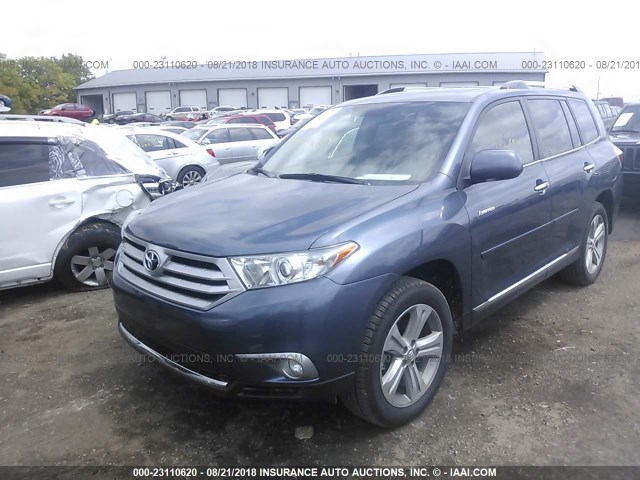 5TDDK3EH7CS142648 - 2012 TOYOTA HIGHLANDER LIMITED BLUE photo 2