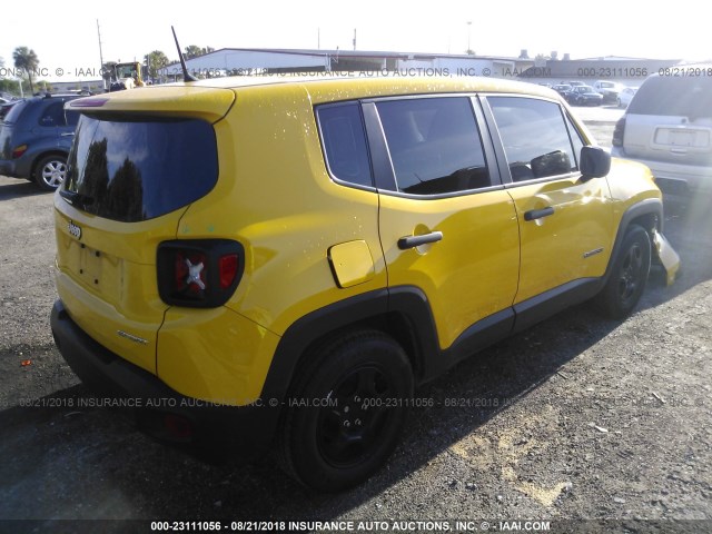 ZACCJAABXHPE67724 - 2017 JEEP RENEGADE SPORT YELLOW photo 4