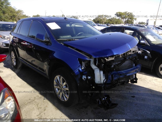 2FMDK3JC9DBC25135 - 2013 FORD EDGE SEL BLUE photo 1