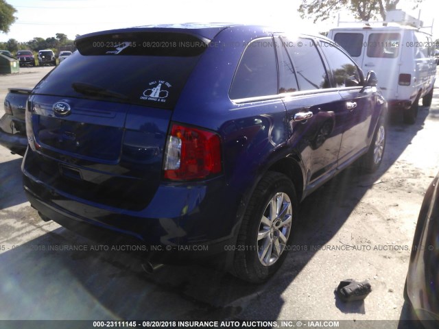 2FMDK3JC9DBC25135 - 2013 FORD EDGE SEL BLUE photo 4