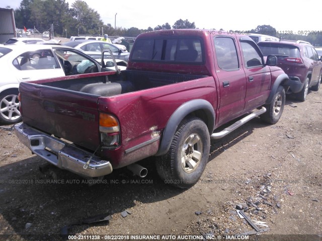 5TEHN72N34Z334700 - 2004 TOYOTA TACOMA DOUBLE CAB RED photo 4