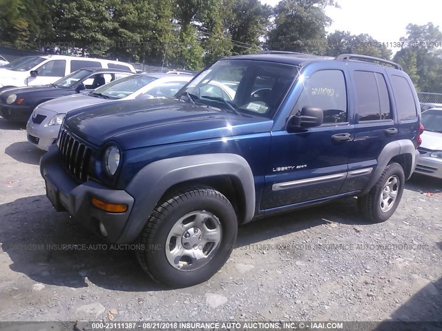 1J8GL48K93W580488 - 2003 JEEP LIBERTY SPORT/FREEDOM ლურჯი ფოტო 2
