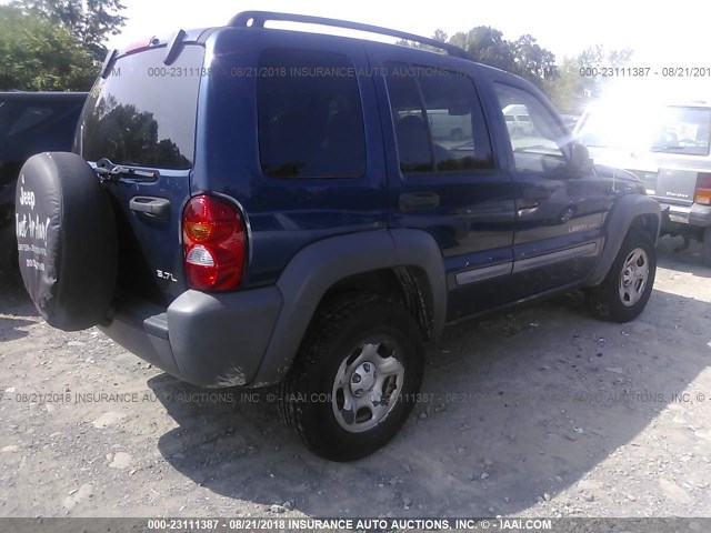 1J8GL48K93W580488 - 2003 JEEP LIBERTY SPORT/FREEDOM ლურჯი ფოტო 4