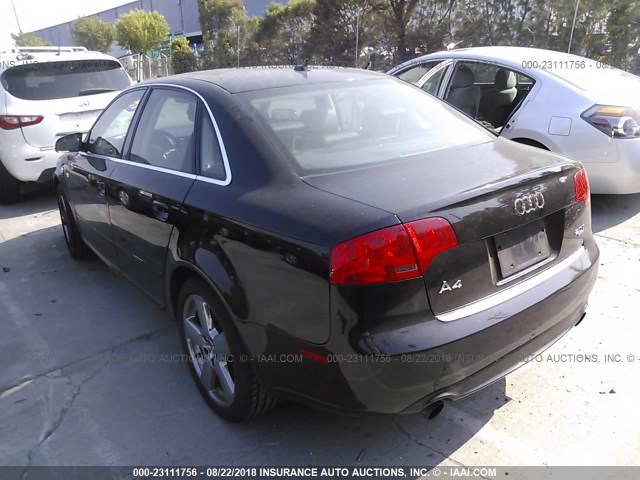 WAUDF78E88A010738 - 2008 AUDI A4 2.0T QUATTRO BLACK photo 3