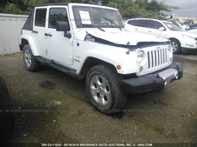 1C4BJWEG7EL213368 - 2014 JEEP WRANGLER UNLIMITE SAHARA WHITE photo 1