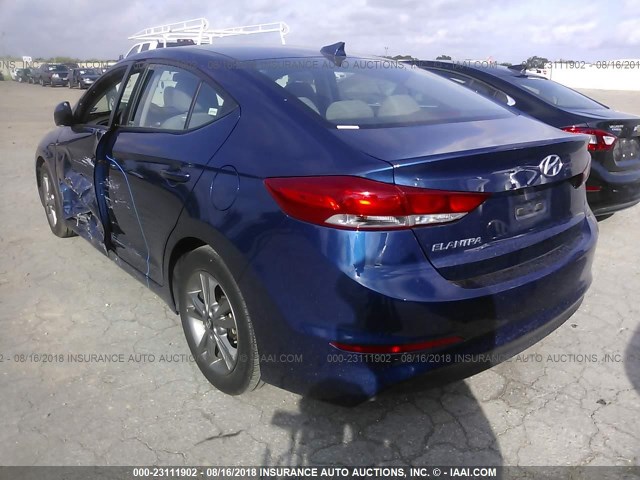 5NPD84LF8JH267716 - 2018 HYUNDAI ELANTRA SEL/VALUE/LIMITED BLUE photo 3