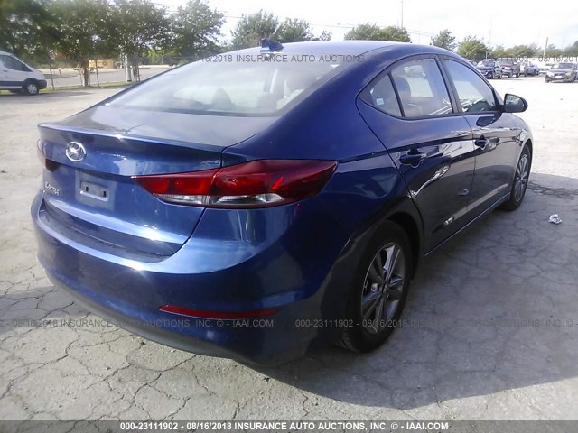 5NPD84LF8JH267716 - 2018 HYUNDAI ELANTRA SEL/VALUE/LIMITED BLUE photo 4