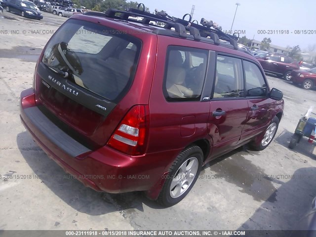 JF1SG65624H739694 - 2004 SUBARU FORESTER 2.5XS RED photo 4