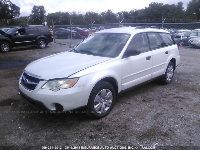 4S4BP60C497338518 - 2009 SUBARU OUTBACK WHITE photo 2