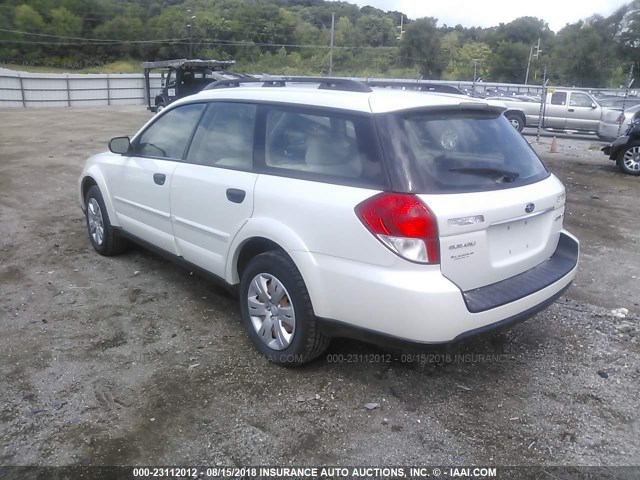 4S4BP60C497338518 - 2009 SUBARU OUTBACK WHITE photo 3