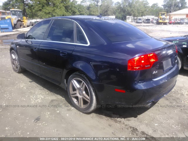 WAUAF78E08A063131 - 2008 AUDI A4 2.0T BLACK photo 3