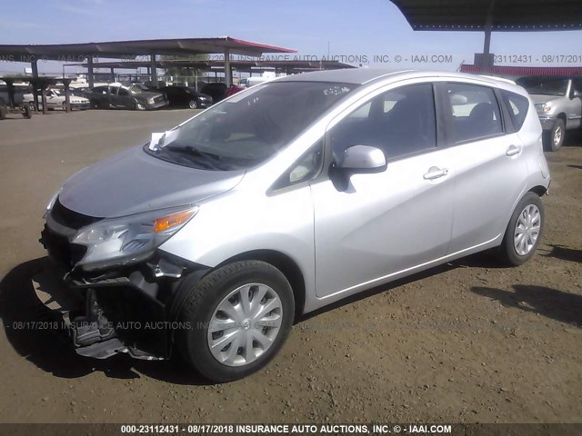 3N1CE2CP3EL431450 - 2014 NISSAN VERSA NOTE S/S PLUS/SV/SL SILVER photo 2