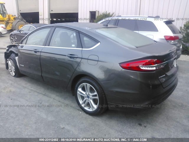 3FA6P0LU4JR115874 - 2018 FORD FUSION SE HYBRID GRAY photo 3