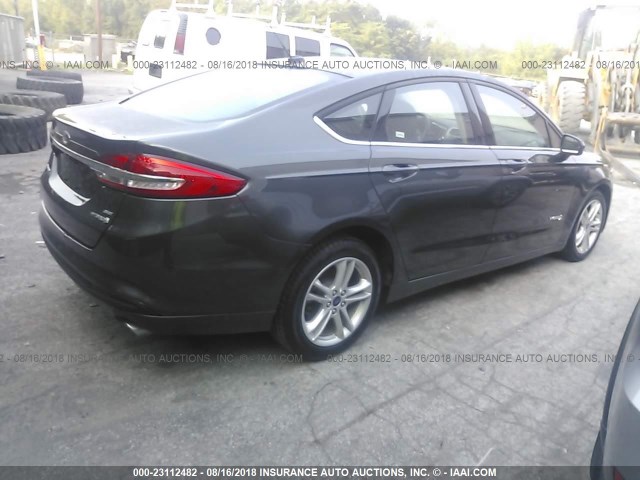 3FA6P0LU4JR115874 - 2018 FORD FUSION SE HYBRID GRAY photo 4