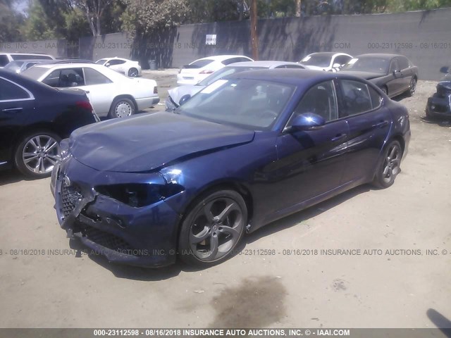 ZARFAEBN8H7536572 - 2017 ALFA ROMEO GIULIA BLUE photo 2