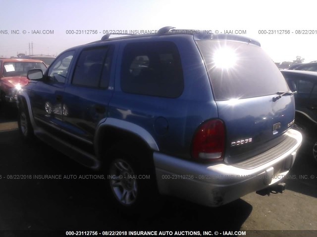 1B8HS58Z92F155686 - 2002 DODGE DURANGO SLT PLUS BLUE photo 3