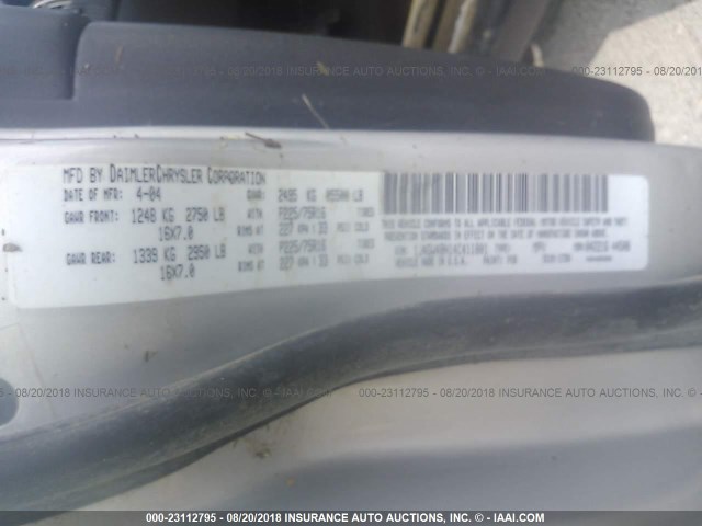 1J4GW48N14C411801 - 2004 JEEP GRAND CHEROKEE LAREDO/COLUMBIA/FREEDOM 银色 照片 9