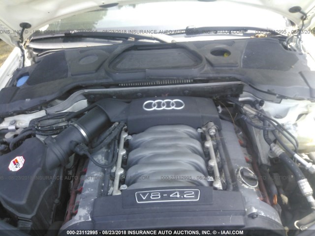 WAUML44E24N011982 - 2004 AUDI A8 L QUATTRO WHITE photo 10