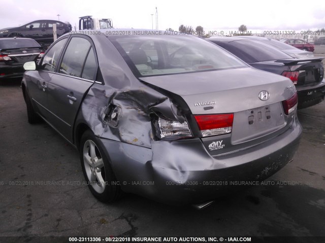 5NPEU46F16H028754 - 2006 HYUNDAI SONATA GLS/LX GRAY photo 3