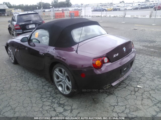 4USBT53564LT25755 - 2004 BMW Z4 3.0 BURGUNDY photo 3