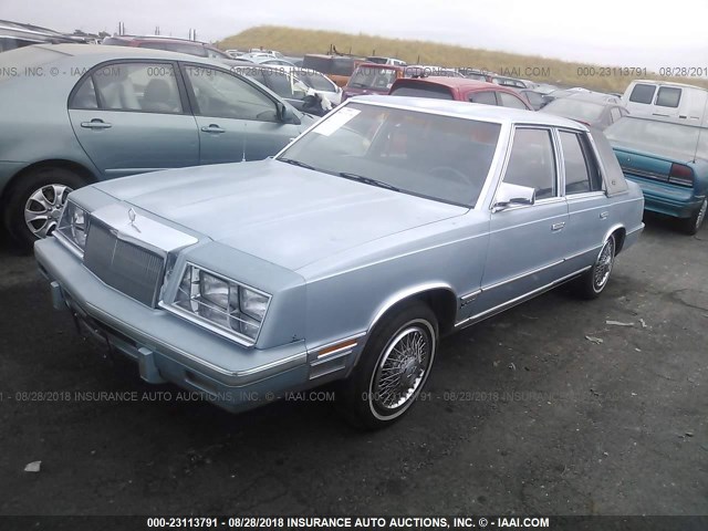 1C3BT56E1HC172407 - 1987 CHRYSLER NEW YORKER BLUE photo 2