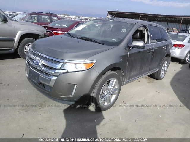 2FMDK4KC3DBC18654 - 2013 FORD EDGE LIMITED GRAY photo 2