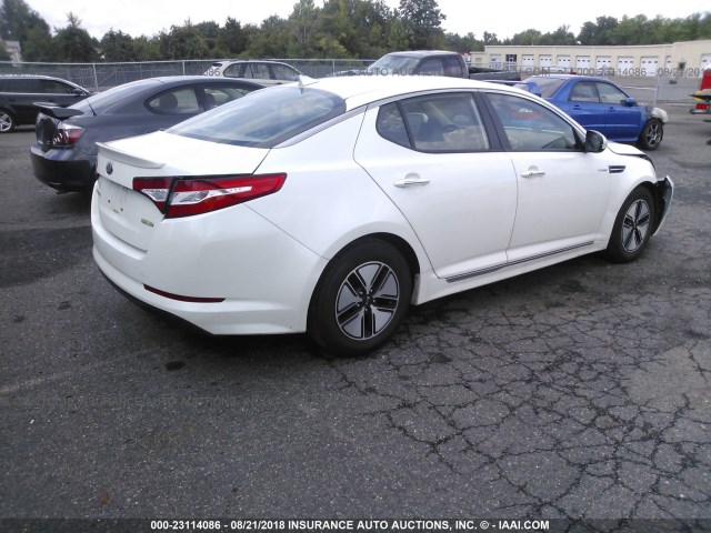 KNAGM4AD1D5046065 - 2013 KIA OPTIMA HYBRID WHITE photo 4