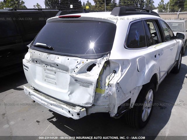 4S4BRBLC6B3348771 - 2011 SUBARU OUTBACK 2.5I LIMITED WHITE photo 4