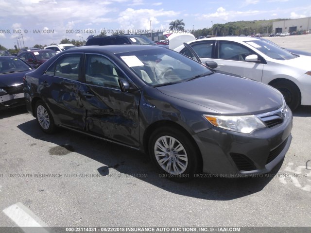 4T1BD1FK9EU123612 - 2014 TOYOTA CAMRY HYBRID/LE/XLE 灰色 照片 1