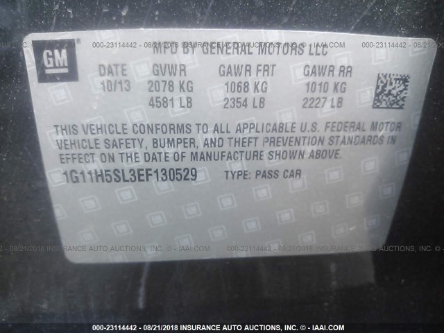 1G11H5SL3EF130529 - 2014 CHEVROLET MALIBU LTZ 灰色 照片 9