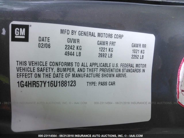 1G4HR57Y16U188123 - 2006 BUICK LUCERNE CXL GRAY photo 9