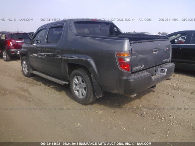 2HJYK16537H535704 - 2007 HONDA RIDGELINE RTL GRAY photo 3