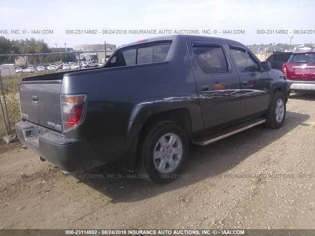 2HJYK16537H535704 - 2007 HONDA RIDGELINE RTL GRAY photo 4