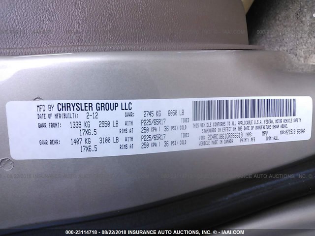 2C4RC1BG1CR266619 - 2012 CHRYSLER TOWN & COUNTRY TOURING GOLD photo 9