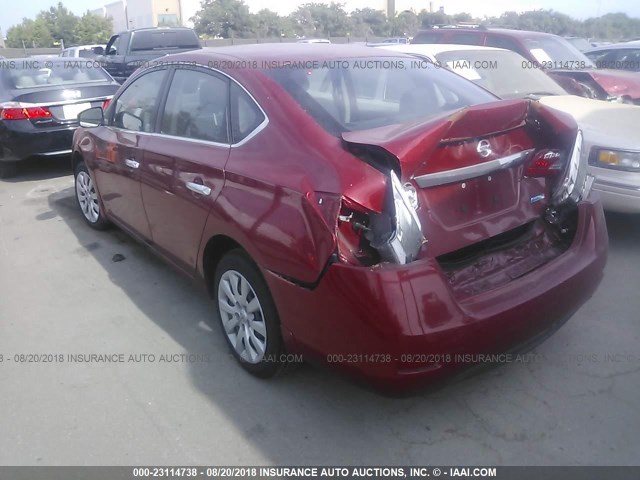 3N1AB7AP8EL691987 - 2014 NISSAN SENTRA S/SV/SR/SL RED photo 3