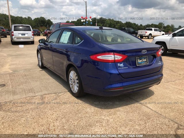 3FA6P0LU9GR368553 - 2016 FORD FUSION SE HYBRID BLUE photo 3