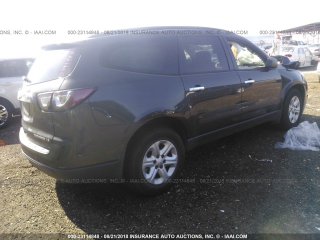 1GNKRFED9DJ149561 - 2013 CHEVROLET TRAVERSE LS GRAY photo 4