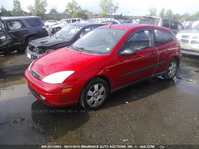 3FAFP31321R176314 - 2001 FORD FOCUS ZX3 RED photo 2